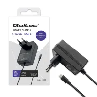 Qoltec Super FAST PD charger for Raspberry PI 5 USB-C 27W 5.1V 5A Black