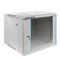 Qoltec RACK Cabinet 19" 9U 600 x 500 x 600 Tempered doors Hanging Steel case Lock Grey