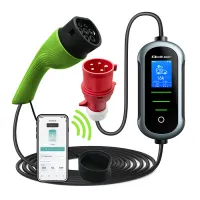 Qoltec Mobile EV Electric Car Charger with 2-in-1 Type 2 Adjustment 11kW 400V Wi-fi TUYA SMART LIFE LCD Portable 5m