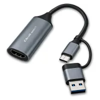 Qoltec Video Capture Card Adapter USB-C USB-A HDMI 4K 30Hz Aluminium