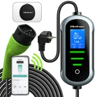 Qoltec Mobile EV Electric Car Charger with 2-in-1 Type 2 Adjustment 3.5kW 230V Wi-fi TUYA SMART LIFE LCD LED Portable 5m
