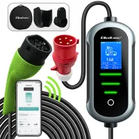 Qoltec Mobile EV Electric Car Charger with 2-in-1 Type 2 Adjustment 11kW 400V Wi-fi TUYA SMART LIFE LCD Portable 5m