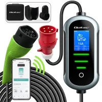 Qoltec Mobile EV Electric Car Charger with 2-in-1 Type 2 Adjustment 22kW 400V CEE 32A Wi-fi TUYA SMART LIFE LCD Portable 7m