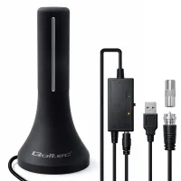 Qoltec Internal High-Power DVB-T/T2 TV Antenna signal amplifier 4K high gain 32dBi 360º 4m