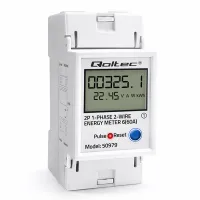 Qoltec Single-phase electronic energy consumption meter for DIN rail RESET periodic and continuous meter 230V 60A LCD LED 2P