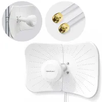 Qoltec 4G 5G LTE Parabolic Antenna 2x19dBi directional external 1710–2700 MHz 3300–4200 MHz N Female waterproof 5m