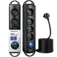 Qoltec Surge protector 4 sockets 2.5m Black