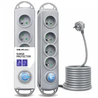 Qoltec Surge protector 4 sockets 2.5m Grey