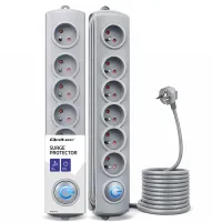 Qoltec Surge protector 6 sockets 1.8m Grey