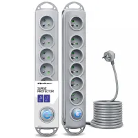 Qoltec Surge protector 6 sockets 5m Grey