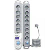 Qoltec Surge protector 8 sockets 3m Grey