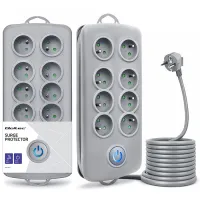 Qoltec Surge protector 8 sockets 2.5m Grey