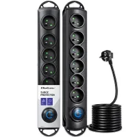 Qoltec Surge protector 6 sockets 1.8m Black