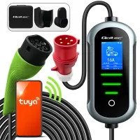 Qoltec Mobile EV Electric Car Charger with 2-in-1 Type 2 Adjustment 22kW 400V CEE 32A Wi-fi TUYA SMART LIFE LCD Portable 7m