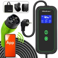 Qoltec Mobile EV charger with adjustable 2in1 Type2 3.5kW 230V SCHUKO 16A Wi-fi LCD Portable Wallbox 5m