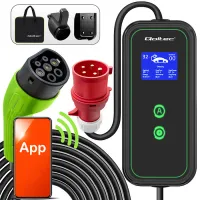 Qoltec Mobile EV charger with adjustable 2in1 Type2 7kW 230V CEE 32A Wi-fi LCD Portable Wallbox 5m