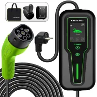 Qoltec Mobile charger for EV 2-in-1 Type2 with regulation 3.5kW 230V SCHUKO 16A LCD Portable Wallbox 5m