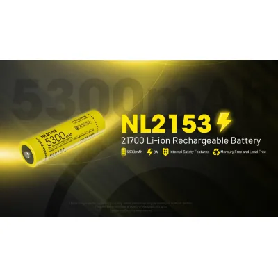 Nitecore NL2153 5300mAh 21700 Li-ion rechargeable battery 3.6V