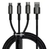 Baseus Tungsten Gold 3in1 USB - USB Type C / Lightning / micro USB charging cable 1.5m