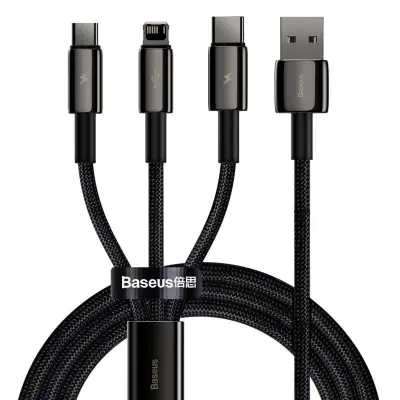 Baseus Tungsten Gold 3in1 USB - USB Type C / Lightning / micro USB charging cable 1.5m