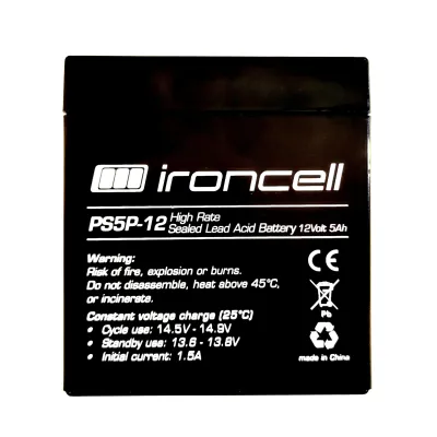 Ironcell 12V 6Ah pliiaku (90x70x101 mm) high rate T2