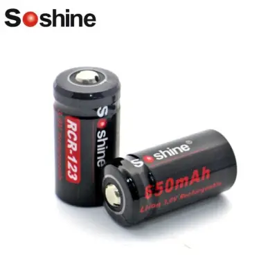 Soshine RCR123 650mAh 3.0V Li-ion rechargeable battery 2-pack