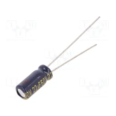 Capacitor: electrolytic; low impedance; THT; 22uF; 50VDC; Ø5x11mm