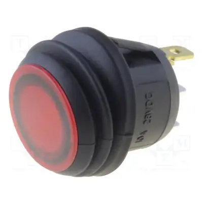 ROCKER; SPST; Positions: 2; OFF-(ON); 10A/28VDC; red; IP65; 50mΩ