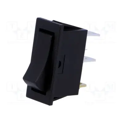 ROCKER; SPST; Positions: 2; OFF-(ON); 10A/250VAC; black; none; 50mΩ