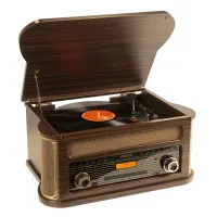 Memphis Vintage Record Player Dark Wood