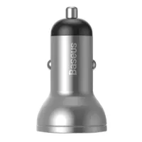 Baseuse autolaadija ekraaniga, 2x USB, 4,8A, 24W (hõbedane)