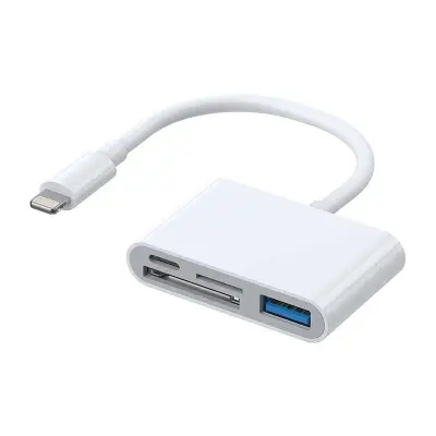Lightning-USB OTG adapter Joyroom S-H142 SD-kaardi lugeja, microSD (valge)