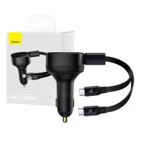 Autolaadija Baseus Enjoyment USB-C kaabliga, 33W (must)