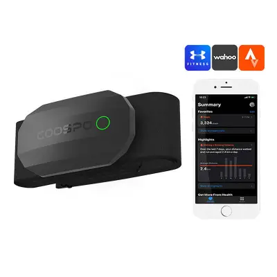 Нагрудный датчик сердечного ритма Coospo H808S-B совместим с: Strava, Wahoo, MapMyFitness и т.д.