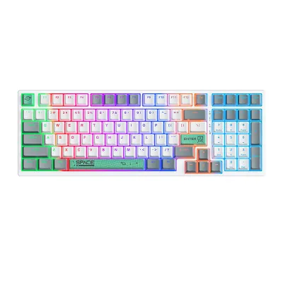 ONIKUMA G38 98 klahviga USB juhtmega mehaaniline klaviatuur, valge