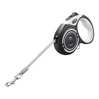 Automatic leash 5m with flashlight and bag container and Dogness bags (gray)