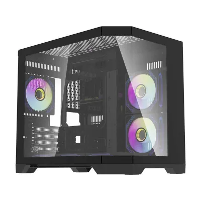 Darflash FT418 arvutikorpus + 6 aRGB ventilaatorit (must)