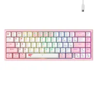 Механическая игровая клавиатура Havit KB874L RGB (розово-белая) (QWERTY)