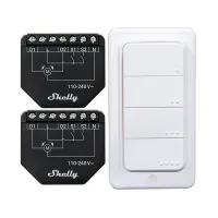 Комплект из 2 WiFi контроллеров для жалюзи/штор Shelly Shutter + BLU RC Button 4