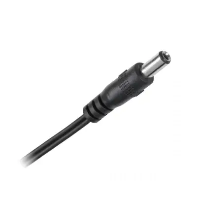 2.1/5.5mm 12mm DC otse pistik 1.2m musta kaabliga