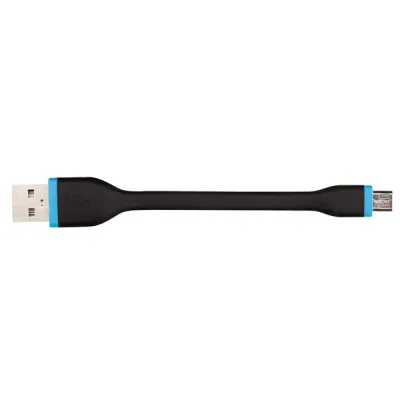 USB 2.0 REVERSIBLE TO REVERSIBLE MICRO USB 5-PIN SYNC & CHARGE ULTRA FLEXIBLE CABLE - 12 cm - BLACK