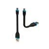 USB 2.0 REVERSIBLE TO REVERSIBLE MICRO USB 5-PIN SYNC & CHARGE ULTRA FLEXIBLE CABLE - 12 cm - BLACK