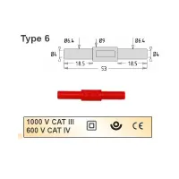 4mm \"mamma\" jätku üleminek ; 36A, 1000V CATIII Punane <br>( Electro PJP)