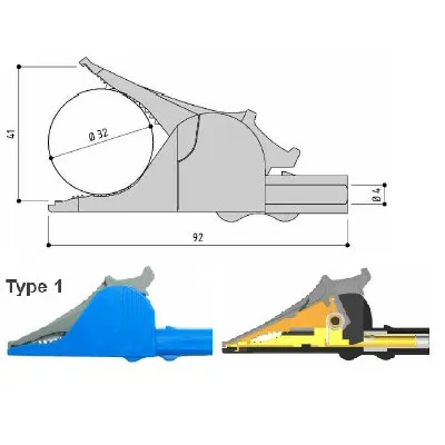 Isolated alligator clip:4mm; 36A, 1000V CATIII , black (Electro PJP )