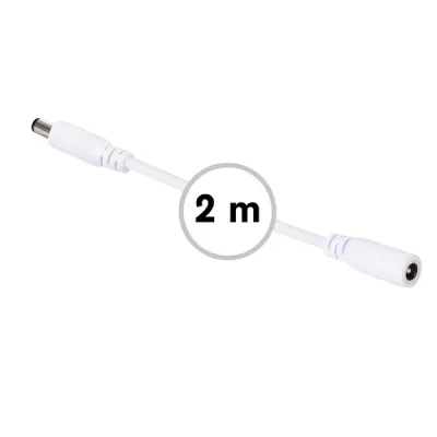 DC POWER EXTENSION CABLE WITH MALE-FEMALE PLUG - 2 m - WHITE