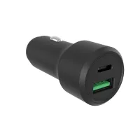 USB autolaadija - alumiiniumkorpus - 2 väljundit- USB-A & USB-C - 38W