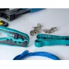 Modular plug crimping and cutting tool: 4P2C, 4P4C (RJ10), 6P4C (RJ11), 6P6C (RJ12), 8P8C (RJ45)