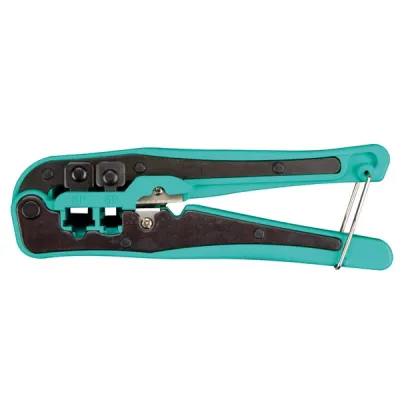 Modular plug crimping and cutting tool: 4P2C, 4P4C (RJ10), 6P4C (RJ11), 6P6C (RJ12), 8P8C (RJ45)