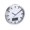 Alumiiniumist LCD-ga seinakell + termomeeter/hügromeeter ja ilmaennustus - Ø 25 cm