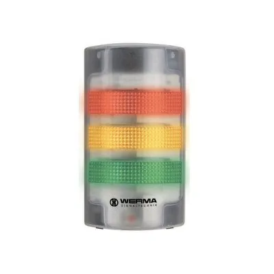 LED valgusfoor : 24V, Punane-kollane-roheline + sireen ( Werma )
